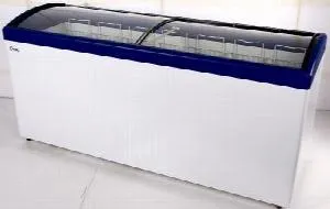 Ларь морозильный Снеж МЛГ-700 синий с гнутым стеклом – купить по цене завода