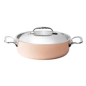 Кастрюля медная 1,8Л D20См H6,5См, с крышкой и ручками из нержавеющей стали 6441.20 – купить по цене завода